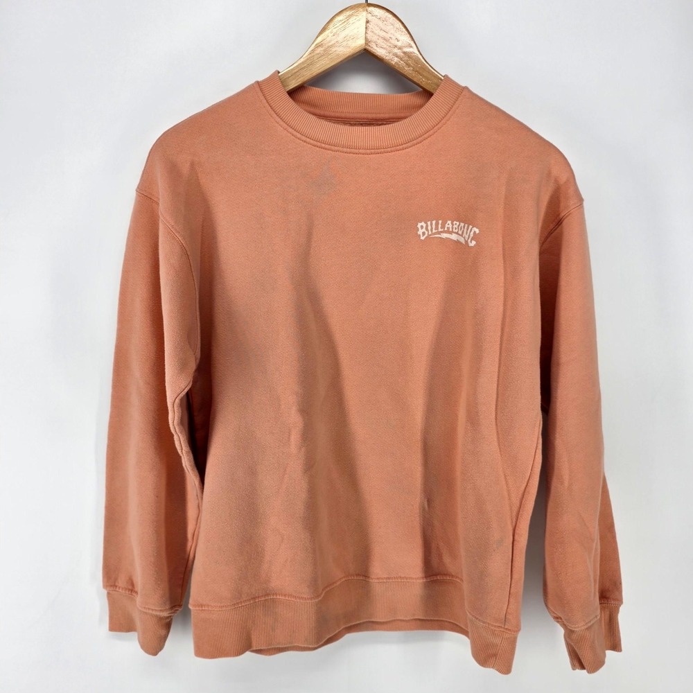 Billabong‎ Sweatshirt Mens Medium Salmon Pink Embroidered Logo Crewneck Pullover